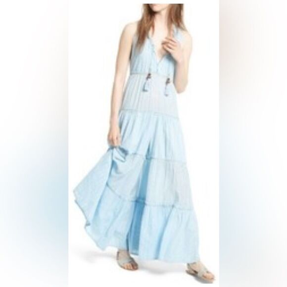 Free People Beach Bum wide leg Jumpsuit in light blue size small - Picture 1 of 11